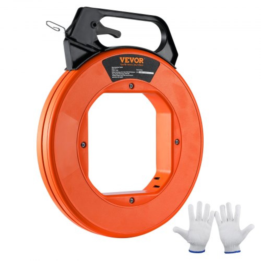 VEVOR Fish Tape, 73,2m 3mm (240-foot, 1/8-inch), Εξολκέα από χαλύβδινο σύρμα με βελτιστοποιημένο περίβλημα και λαβή, εύκολο στη χρήση εργαλείο εξολκέα καλωδίων, εύκαμπτα εργαλεία ψαρέματος με σύρμα για τοίχους και ηλεκτρικούς αγωγούς, μη αγώγιμο