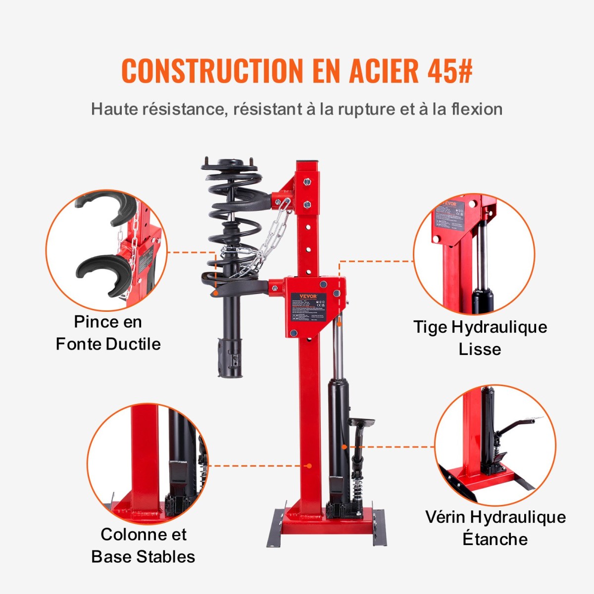 Συμπιεστής ελατηρίου VEVOR Strut, 4,5 Ton/4499,6 kg Χωρητικότητα υδραυλικού γρύλου, Ονομαστική δύναμη συμπίεσης 1 τόνου, Εργαλείο συμπιεστή σπειροειδούς ελατηρίου γόνατου γόνατου Auto, Συμπιεστής υδραυλικού ελατηρίου για αφαίρεση ελατηρίου γόνατου