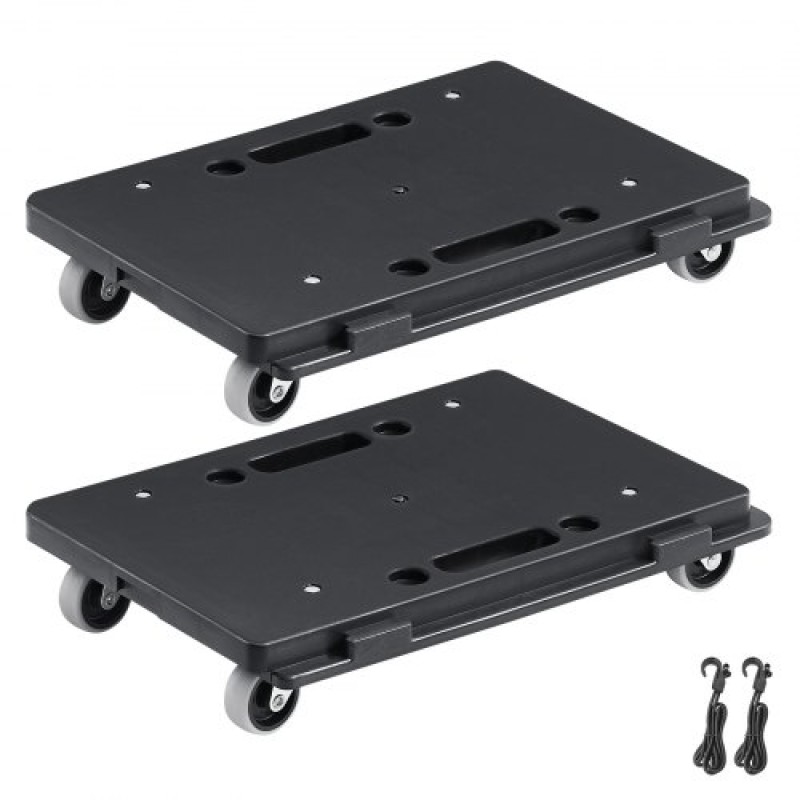 VEVOR Furniture Dolly, Χωρητικότητα 226,8 kg Κάθε Μέτρηση, Μετακίνηση επίπλων με ρόδες, Φορητοί κύλινδροι κίνησης 4 τροχών βαρέως τύπου, Μικρό επίπεδο καρότσι κουκλών με μανδάλωση για βαριά έπιπλα, 2 πακέτο, μαύρο