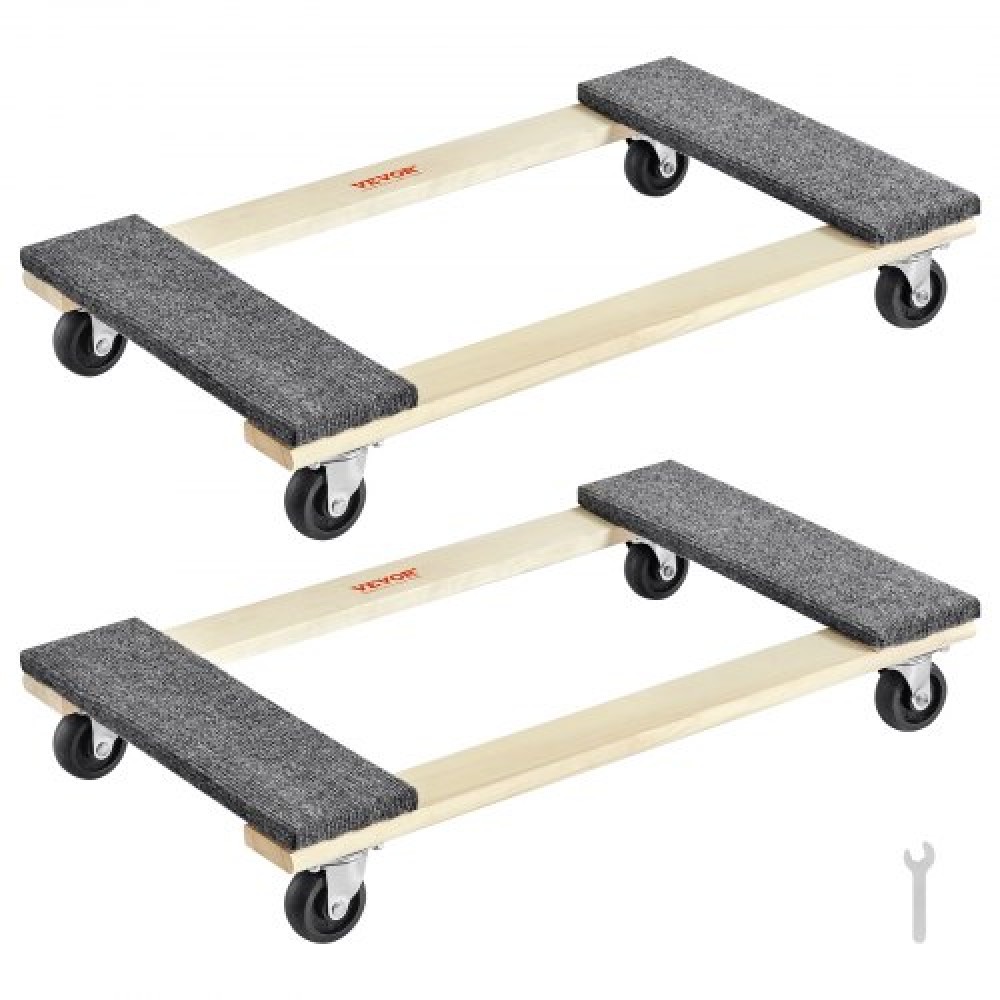 VEVOR Furniture Dolly, 1000 lbs Κάθε χωρητικότητα φόρτωσης, 2 πακέτα, 18" x 30", 8 x 3" PP περιστρεφόμενοι τροχοί, βαρέως τύπου έπιπλα σκληρού ξύλου Moving Dolly, Mover's Dolly, Κινητό καρότσι με ρόδες για βαριά έπιπλα