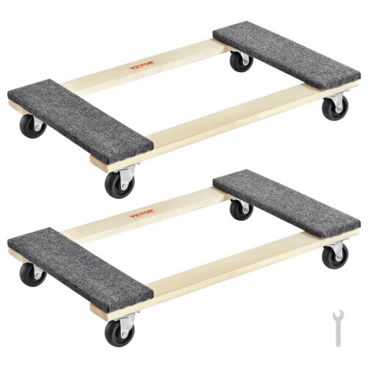 VEVOR Furniture Dolly, 1000 lbs Κάθε χωρητικότητα φόρτωσης, 2 πακέτα, 18" x 30", 8 x 3" PP περιστρεφόμενοι τροχοί, βαρέως τύπου έπιπλα σκληρού ξύλου Moving Dolly, Mover's Dolly, Κινητό καρότσι με ρόδες για βαριά έπιπλα