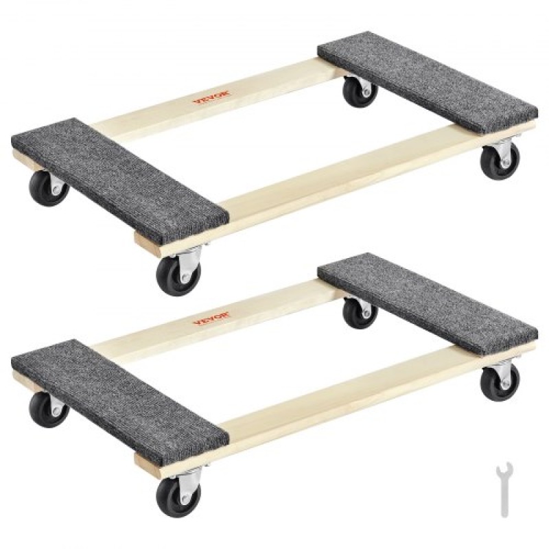 VEVOR Furniture Dolly, 1000 lbs Κάθε χωρητικότητα φόρτωσης, 2 πακέτα, 18" x 30", 8 x 3" PP περιστρεφόμενοι τροχοί, βαρέως τύπου έπιπλα σκληρού ξύλου Moving Dolly, Mover's Dolly, Κινητό καρότσι με ρόδες για βαριά έπιπλα