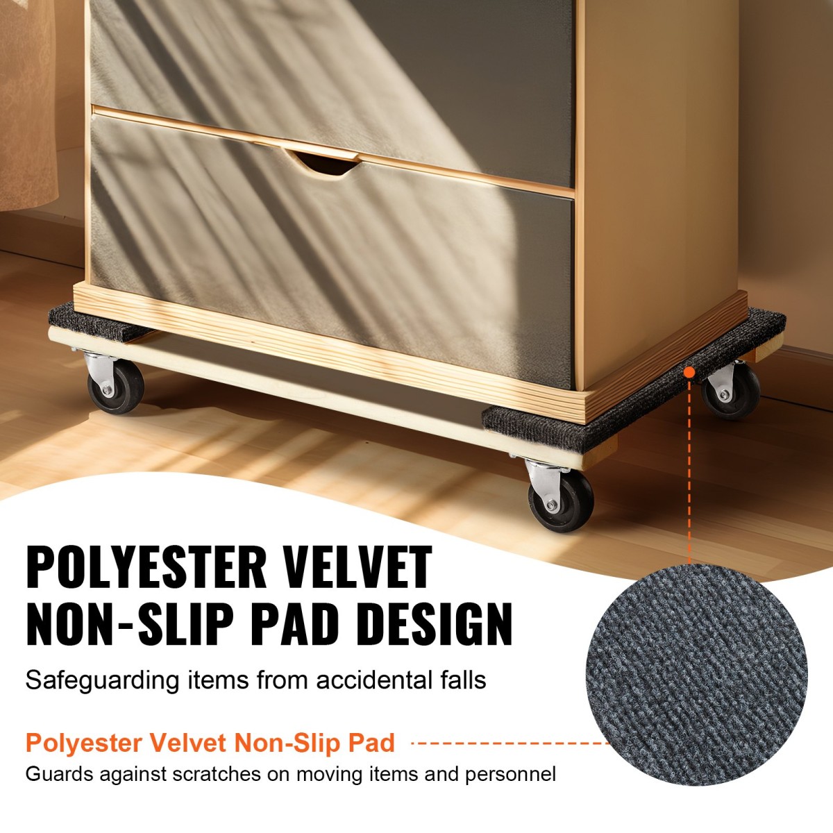 VEVOR Furniture Dolly, χωρητικότητα φόρτωσης 1000 lbs, 18" x 30", 4 x 3" PP περιστρεφόμενοι τροχοί, βαρέως τύπου έπιπλα σκληρού ξύλου Moving Dolly, Mover's Dolly, Κινητό καρότσι με ρόδες για καθαρισμό βαρέων επίπλων σπιτιού