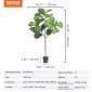 VEVOR Τεχνητό Φύλλο Σύκας, 5 FT, Ασφαλές υλικό πολυαιθυλενίου & Προστασία από την κλίση κατά της κλίσης Faux φυτό χαμηλής συντήρησης, ρεαλιστικό πράσινο ψεύτικο δέντρο σε γλάστρα για διακόσμηση αποθήκης οικιακού γραφείου εσωτερικού χώρου