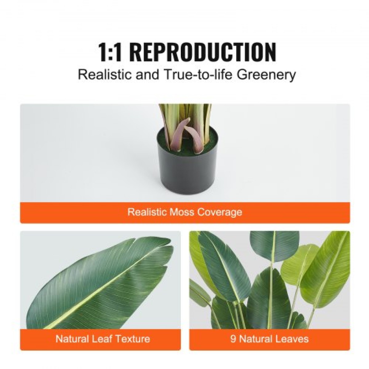 VEVOR Artificial Birds Of Paradise Tree, Faux Plant 1,5 mTall, PE Material & Anti-Tip Protection Face-Maintenance Plant, Lifelike Green Fake Tree for Home Office Decor Warehouse Indoor Outdoor