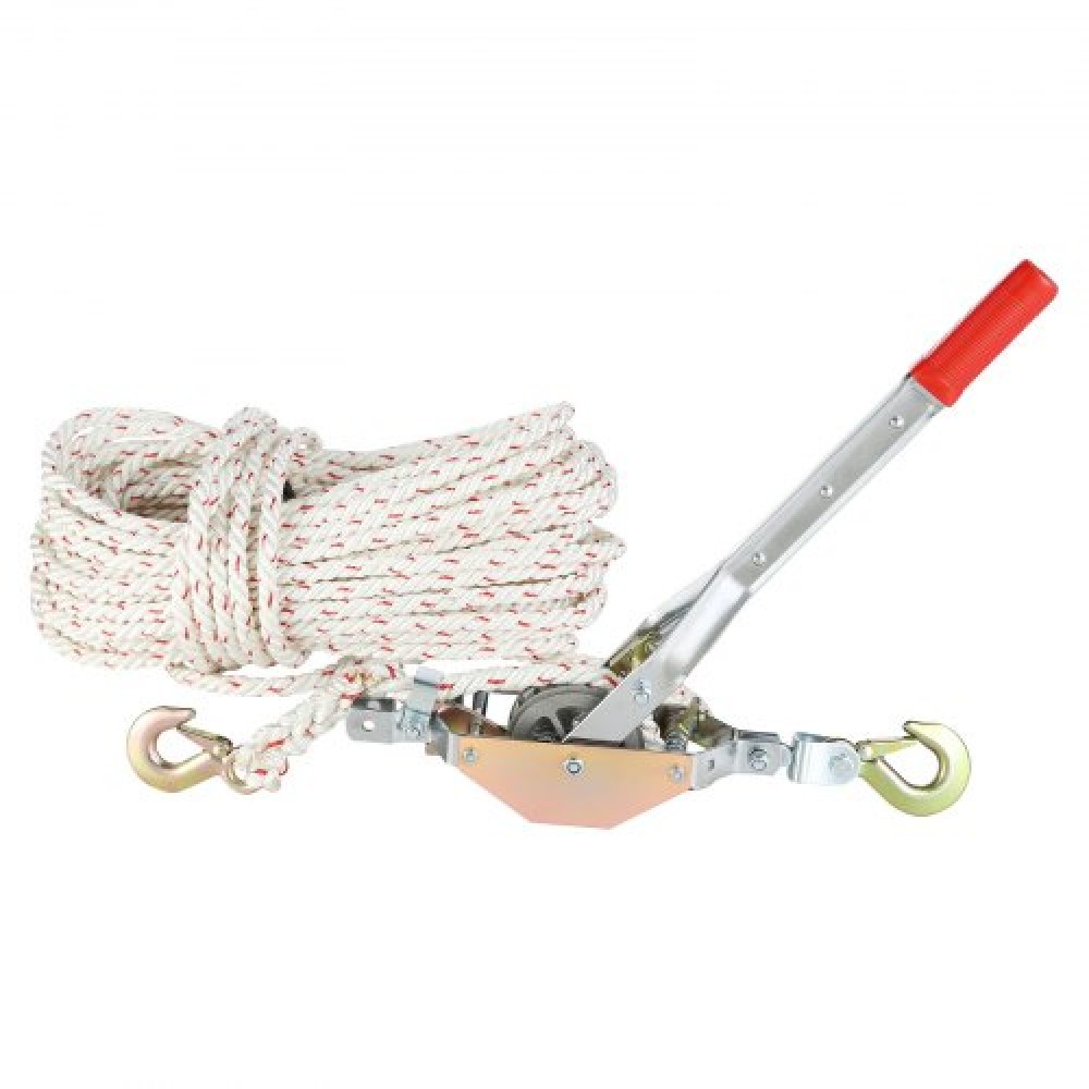 VEVOR Rope Puller, 3/4 Ton (750 kg) Ικανότητα έλξης, με 30,48 m διάμετρος 1,52 cm.Σχοινί, 2 άγκιστρο, Βαρούλκο Come Along, Ισχυρό εργαλείο εξολκέα με καστάνια βαρέως τύπου για κινούμενα σκάφη, ασφάλιση αντικειμένων, μεταφορά κορμών
