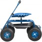 Κάθισμα εργασίας VEVOR Garden Cart Rolling με ρόδες, σκαμπό κηπουρικής για φύτευση, περιστρεφόμενο κάθισμα 360 μοιρών, βαγόνι σκούτερ με λαβή τιμονιού & δίσκος βοηθητικών εργαλείων, χρήση για βεράντα, αυλή και εξωτερικούς χώρους, μπλε
