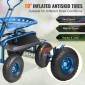 Κάθισμα εργασίας VEVOR Garden Cart Rolling με ρόδες, σκαμπό κηπουρικής για φύτευση, περιστρεφόμενο κάθισμα 360 μοιρών, βαγόνι σκούτερ με λαβή τιμονιού & δίσκος βοηθητικών εργαλείων, χρήση για βεράντα, αυλή και εξωτερικούς χώρους, μπλε