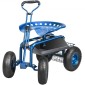 Κάθισμα εργασίας VEVOR Garden Cart Rolling με ρόδες, σκαμπό κηπουρικής για φύτευση, περιστρεφόμενο κάθισμα 360 μοιρών, βαγόνι σκούτερ με λαβή τιμονιού & δίσκος βοηθητικών εργαλείων, χρήση για βεράντα, αυλή και εξωτερικούς χώρους, μπλε