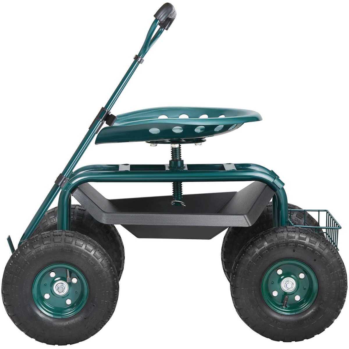 VEVOR Garden Cart Rolling Seat Work με ρόδες, Σκαμπό κηπουρικής για φύτευση, Περιστρεφόμενο κάθισμα 360 μοιρών, Wagon Scooter με λαβή τιμονιού & δίσκος βοηθητικών εργαλείων, χρήση για αίθριο, αυλή και εξωτερικούς χώρους, πράσινο