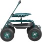 VEVOR Garden Cart Rolling Seat Work με ρόδες, Σκαμπό κηπουρικής για φύτευση, Περιστρεφόμενο κάθισμα 360 μοιρών, Wagon Scooter με λαβή τιμονιού & δίσκος βοηθητικών εργαλείων, χρήση για αίθριο, αυλή και εξωτερικούς χώρους, πράσινο