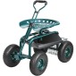 VEVOR Garden Cart Rolling Seat Work με ρόδες, Σκαμπό κηπουρικής για φύτευση, Περιστρεφόμενο κάθισμα 360 μοιρών, Wagon Scooter με λαβή τιμονιού & δίσκος βοηθητικών εργαλείων, χρήση για αίθριο, αυλή και εξωτερικούς χώρους, πράσινο