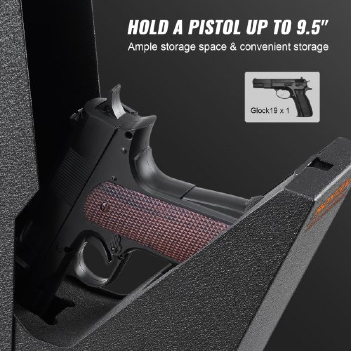 VEVOR Mounted Gun Safe for Pistols Biometric Gun Safe 3 τρόποι πρόσβασης για 1 πιστόλι