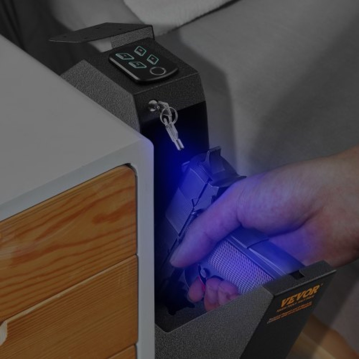 VEVOR Mounted Gun Safe for Pistols Biometric Gun Safe 3 τρόποι πρόσβασης για 1 πιστόλι