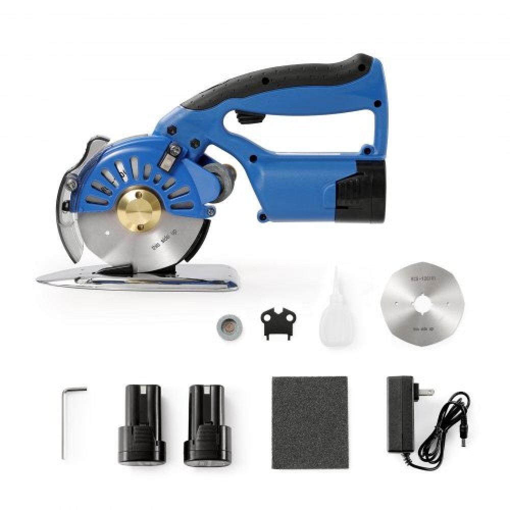 VEVOR Fabric Cutter, 5-τάχυτο ασύρματο ηλεκτρικό περιστροφικό μηχάνημα κοπής υφάσματος, πάχος κοπής 1,1", οκταγωνικό μαχαίρι, με ανταλλακτική λεπίδα και φορτιστή μπαταρίας, για υφασμάτινο δέρμα πολλαπλών στρώσεων