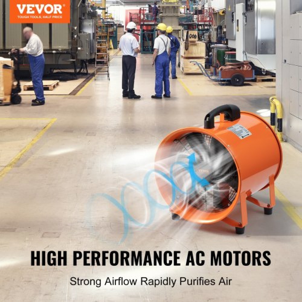 Φορητός ανεμιστήρας VEVOR 40,6cm, 2 Speed ​​5175CFM High-Velocity Industrial Utility ανεμιστήρας ανεμιστήρα με εύκαμπτο σωλήνα αγωγού 5m, αξονικός ανεμιστήρας εξαγωγής για υπόγεια, εργαστήρια, αποθήκες, πορτοκαλί