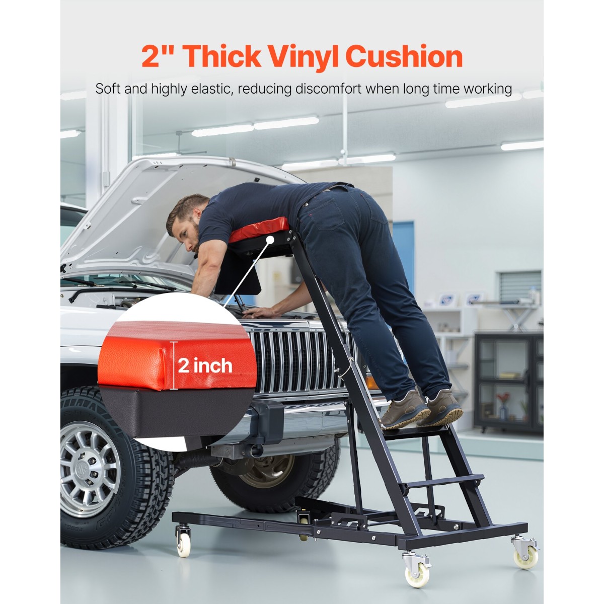 VEVOR Automotive Top Creeper, Engine Creeper 42,5"-64,8", 400 LBS Capacity High Top Creeper, 4 περιστρεφόμενοι τροχοί τροχού, επενδεδυμένο κατάστρωμα, αναρριχητικό φυτό για γκαράζ στο σπίτι, Συντήρηση επισκευής συνεργείου