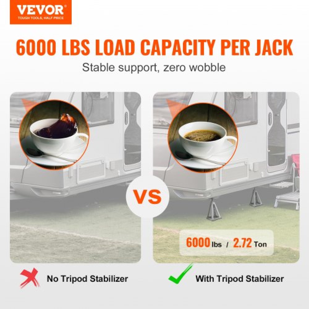 VEVOR RV Stabilizer Jacks, 4 Pack Aluminium RV Leveling Jacks, RV Stack Jacks for RV Travel Trailer Camper, Single Screw Jack Support έως 2721,6 kg, Ρυθμιζόμενο από 27,9 έως 43,2 cm
