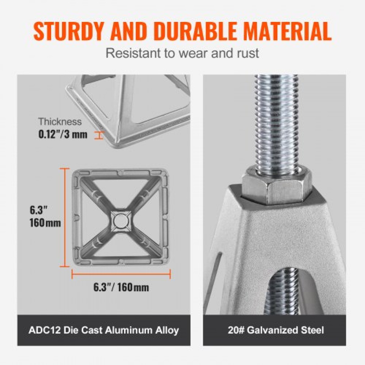 VEVOR RV Stabilizer Jacks, 4 Pack Aluminium RV Leveling Jacks, RV Stack Jacks for RV Travel Trailer Camper, Single Screw Jack Support έως 2721,6 kg, Ρυθμιζόμενο από 27,9 έως 43,2 cm