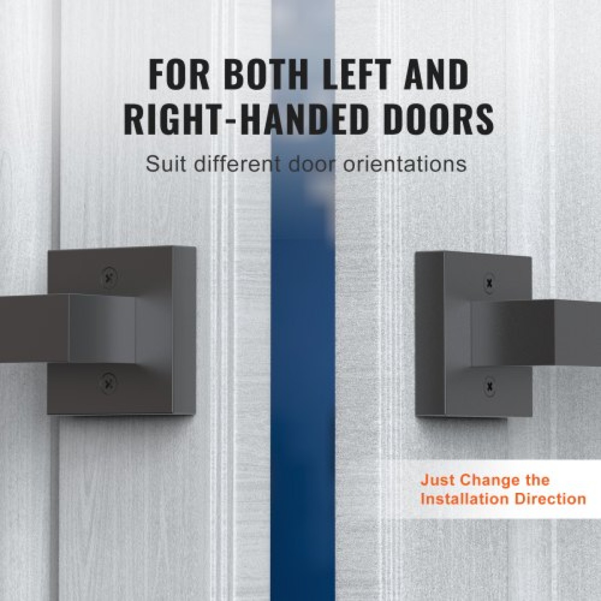 VEVOR Dummy Door Lever, 2 ΤΕΜ. Μη περιστρεφόμενη μονόπλευρη λαβή ώθησης/τραβήγματος, μοντέρνο σετ μοχλών τετράγωνης πόρτας, αναστρέψιμο για πόρτες δεξιάς και αριστερής όψης, για ντουλάπι, ντουλάπα και γαλλικές πόρτες, ματ μαύρο