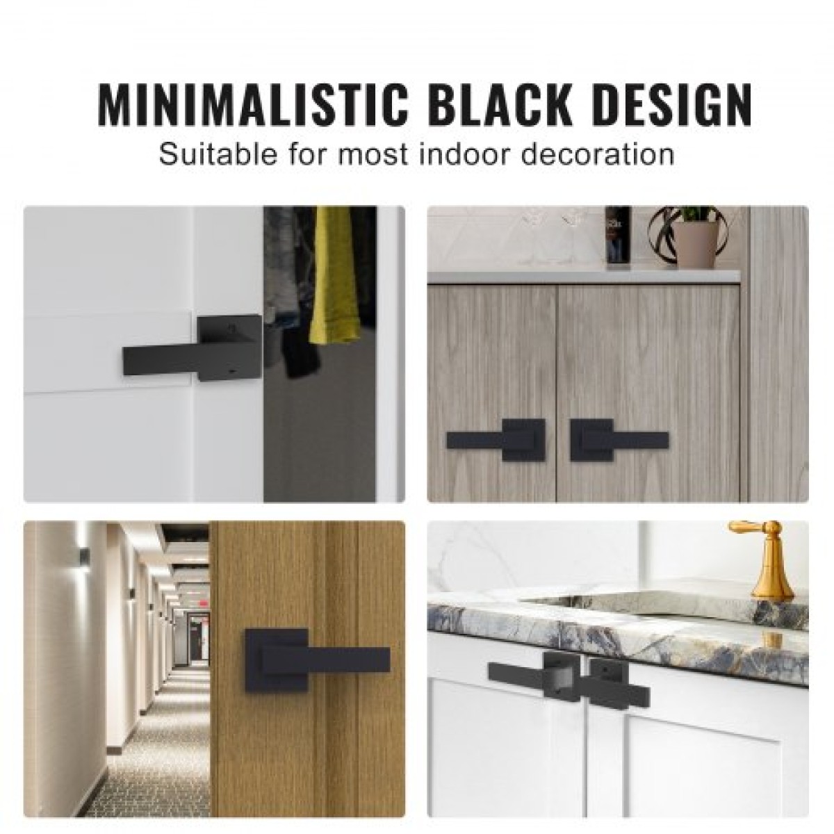 VEVOR Dummy Door Lever, 2 ΤΕΜ. Μη περιστρεφόμενη μονόπλευρη λαβή ώθησης/τραβήγματος, μοντέρνο σετ μοχλών τετράγωνης πόρτας, αναστρέψιμο για πόρτες δεξιάς και αριστερής όψης, για ντουλάπι, ντουλάπα και γαλλικές πόρτες, ματ μαύρο