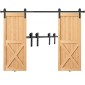 VEVOR 243,8 cm Sliding Barn Door Hardware Kit, 149,7 kg Kit Track Barn Door Heavy Duty for Double Doors, Εφαρμογή Συνολικού πλάτους 112-131 cm και πάνελ 2 θυρών πάχους 3,3-4,6 cm, με λεία & αθόρυβη τροχαλία (I)