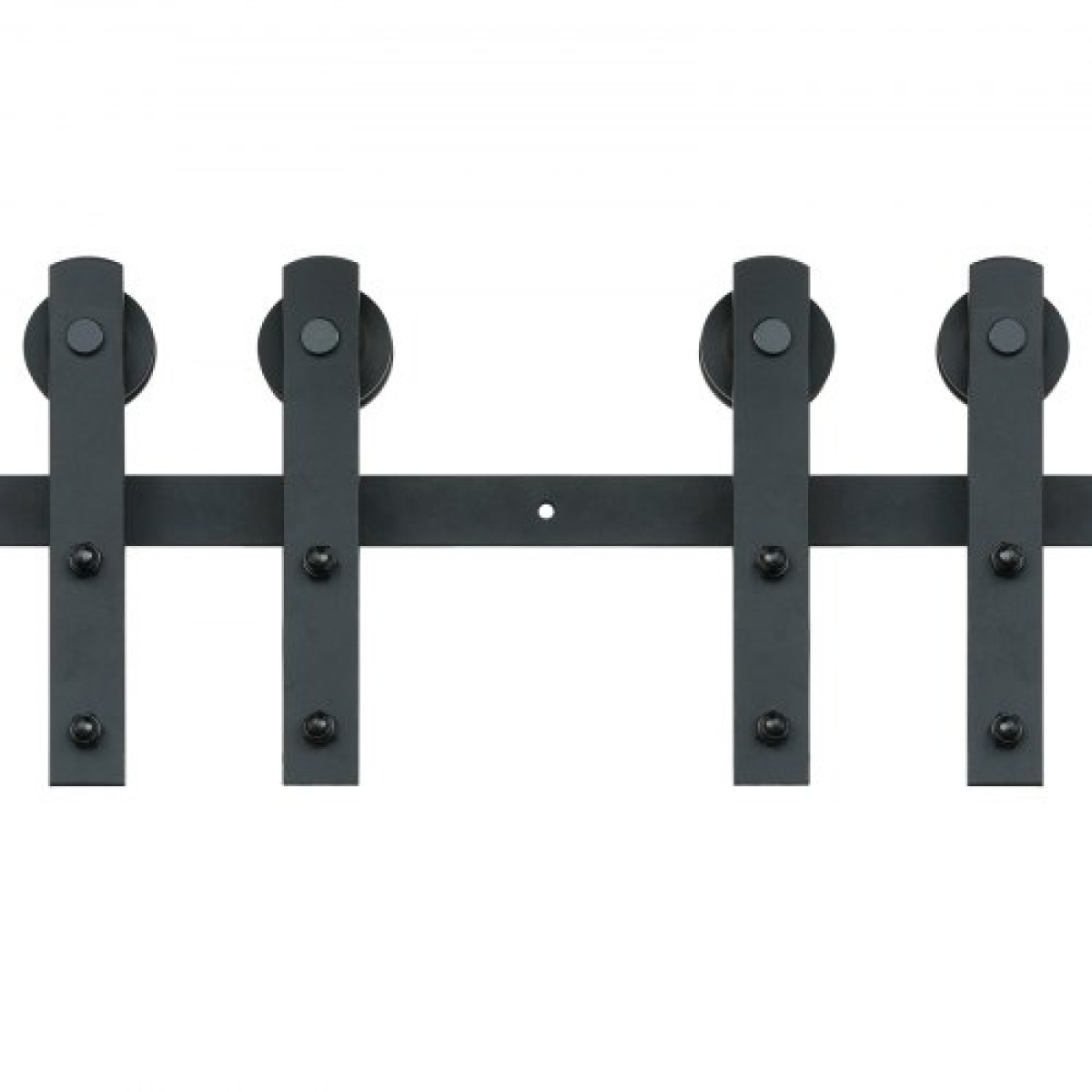 VEVOR 243,8 cm Sliding Barn Door Hardware Kit, 149,7 kg Kit Track Barn Door Heavy Duty for Double Doors, Εφαρμογή Συνολικού πλάτους 112-131 cm και πάνελ 2 θυρών πάχους 3,3-4,6 cm, με λεία & αθόρυβη τροχαλία (I)