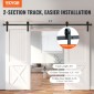 VEVOR 243,8 cm Sliding Barn Door Hardware Kit, 149,7 kg Kit Track Barn Door Heavy Duty για διπλές πόρτες, Εφαρμογή 112-131 cm Συνολικό πλάτος και πάνελ 2 θυρών πάχους 3,3-4,6 cm, με λεία & αθόρυβη τροχαλία (J)