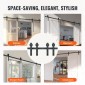 VEVOR 243,8 cm Sliding Barn Door Hardware Kit, 149,7 kg Kit Track Barn Door Heavy Duty για διπλές πόρτες, Εφαρμογή 112-131 cm Συνολικό πλάτος και πάνελ 2 θυρών πάχους 3,3-4,6 cm, με λεία & αθόρυβη τροχαλία (J)