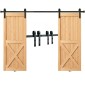 VEVOR 243,8 cm Sliding Barn Door Hardware Kit, 149,7 kg Kit Track Barn Door Heavy Duty για διπλές πόρτες, Εφαρμογή 112-131 cm Συνολικό πλάτος και πάνελ 2 θυρών πάχους 3,3-4,6 cm, με λεία & αθόρυβη τροχαλία (J)