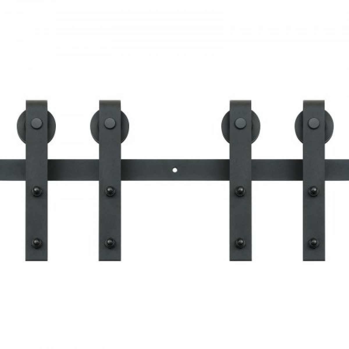 VEVOR 243,8 cm Sliding Barn Door Hardware Kit, 149,7 kg Kit Track Barn Door Heavy Duty για διπλές πόρτες, Εφαρμογή 112-131 cm Συνολικό πλάτος και πάνελ 2 θυρών πάχους 3,3-4,6 cm, με λεία & αθόρυβη τροχαλία (J)