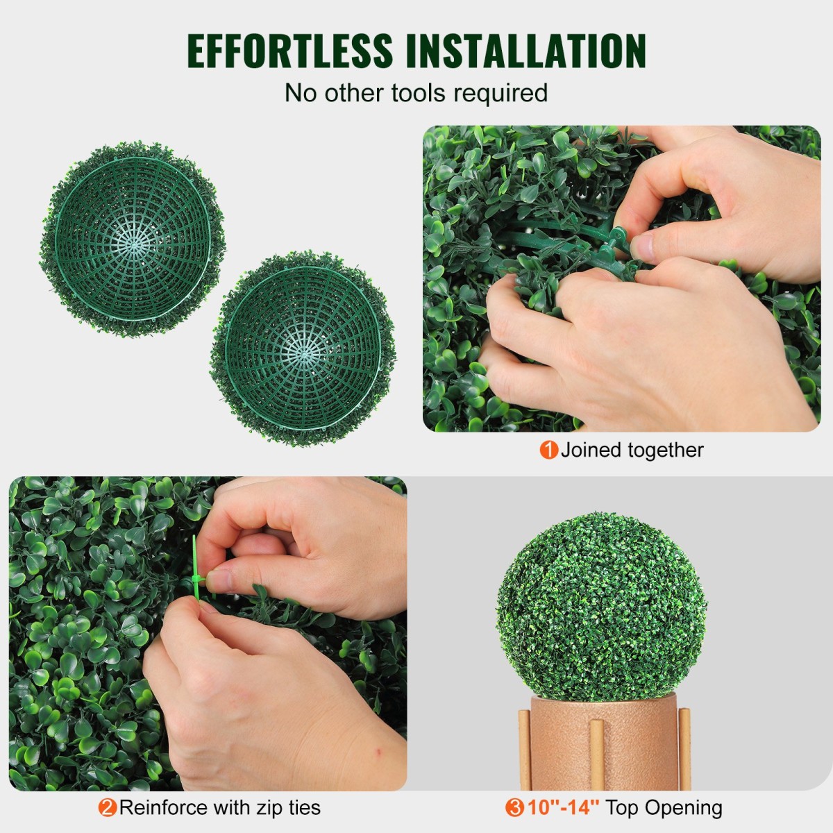 VEVOR Artificial Topiaries Πυξάρι, 16" ψηλό (2 τεμάχια), Φυτό ψεύτικο τοπίαρι σε σχήμα μπάλας, διακοσμητικές μπάλες πράσινων φυτών Feaux για όλο το χρόνο για αυλή, μπαλκόνι, κήπο, γάμο και διακόσμηση σπιτιού