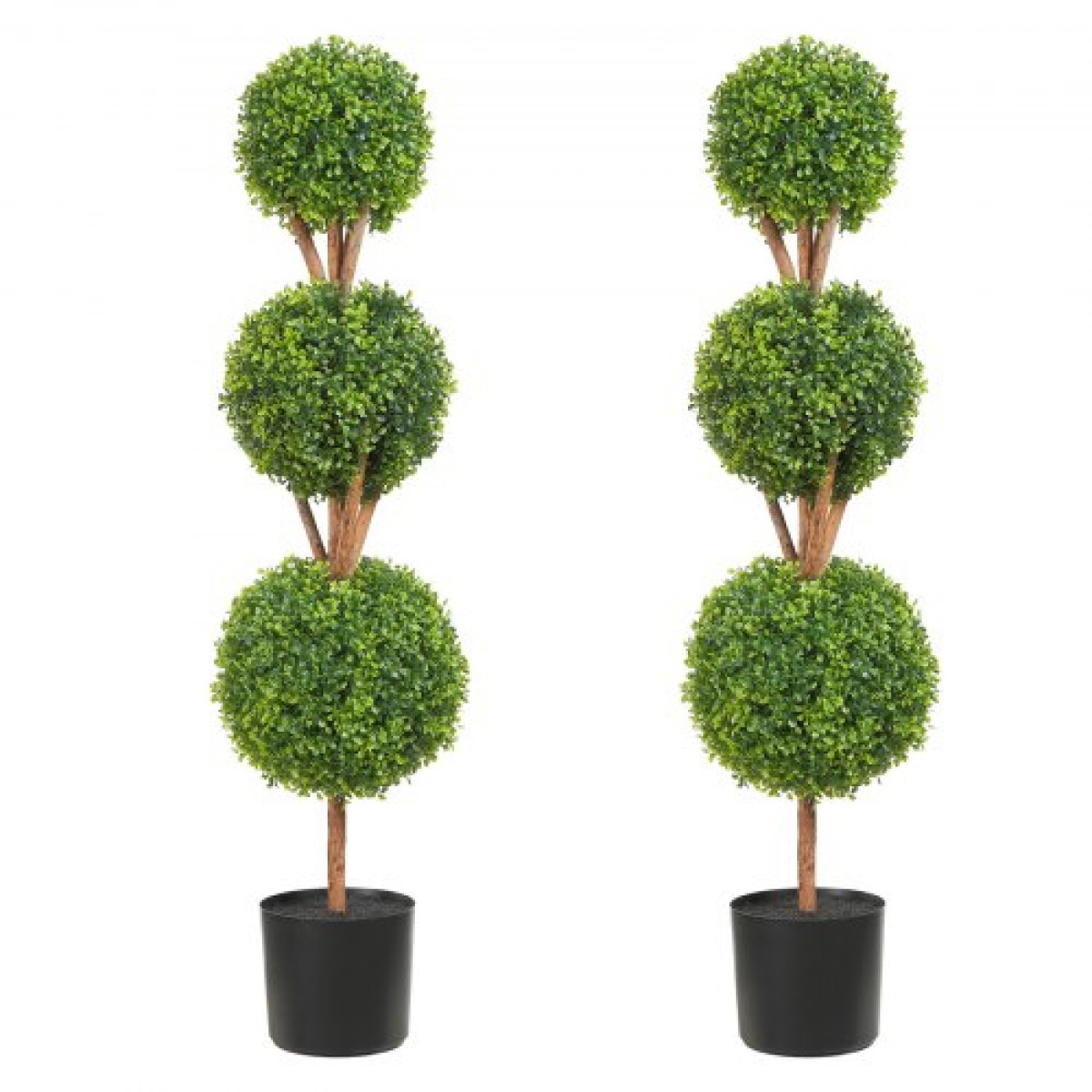 VEVOR Artificial Topiaries Πυξάρι, ύψους 48 ιντσών (2 τεμάχια), 3 Φυτό σε σχήμα μπάλας Faux Topiaries με ζαρντινιέρες, Πράσινο φυτό Feaux με Αντικαταστάσιμα φύλλα & Λιμάνι για Διακοσμητικούς εσωτερικούς/Εξωτερικούς χώρους/Κήπο