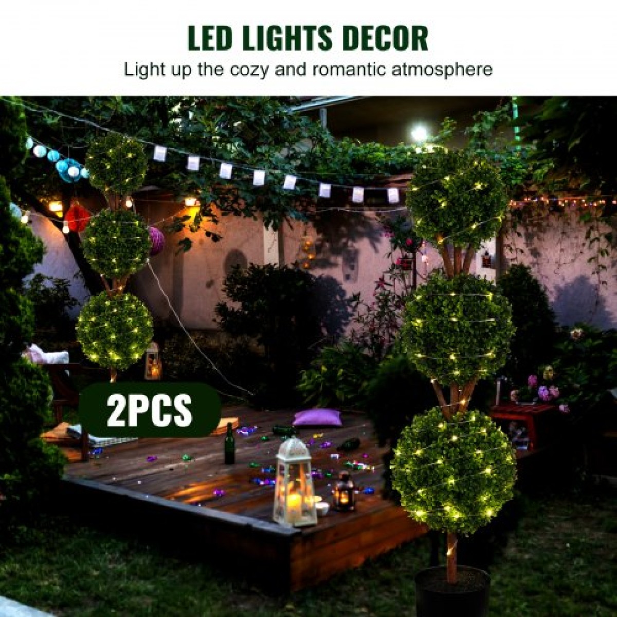 VEVOR Artificial Topiaries Πυξάρι, ύψους 48 ιντσών (2 τεμάχια), 3 Φυτό σε σχήμα μπάλας Faux Topiaries με ζαρντινιέρες, Πράσινο φυτό Feaux με Αντικαταστάσιμα φύλλα & Λιμάνι για Διακοσμητικούς εσωτερικούς/Εξωτερικούς χώρους/Κήπο