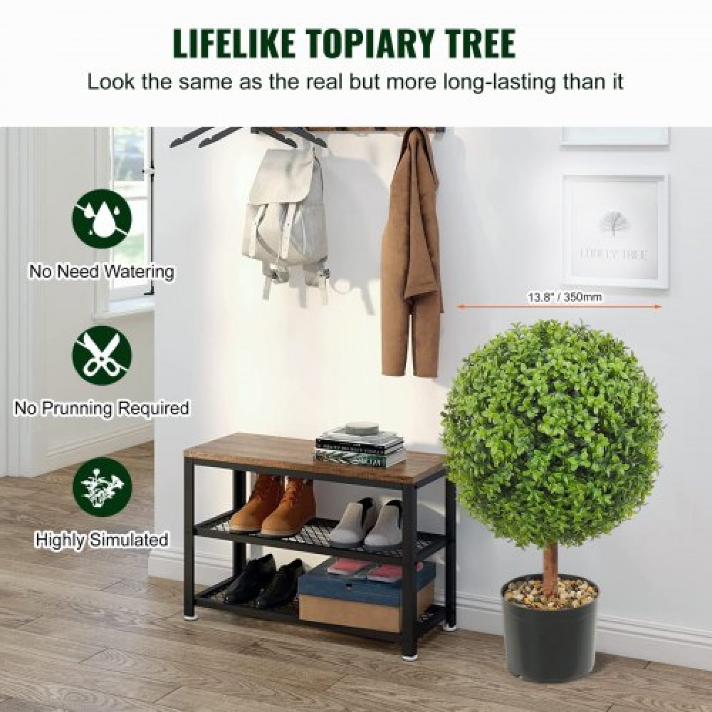 VEVOR Artificial Topiaries Πυξάρι, ύψους 24 ιντσών (2 τεμάχια), Φυτό σε σχήμα μπάλας Faux Topiaries με ζαρντινιέρες, Πράσινο φυτό Feaux με Αντικαταστάσιμα φύλλα & Λιμάνι για Διακοσμητικούς εσωτερικούς/Εξωτερικούς χώρους/Κήπο