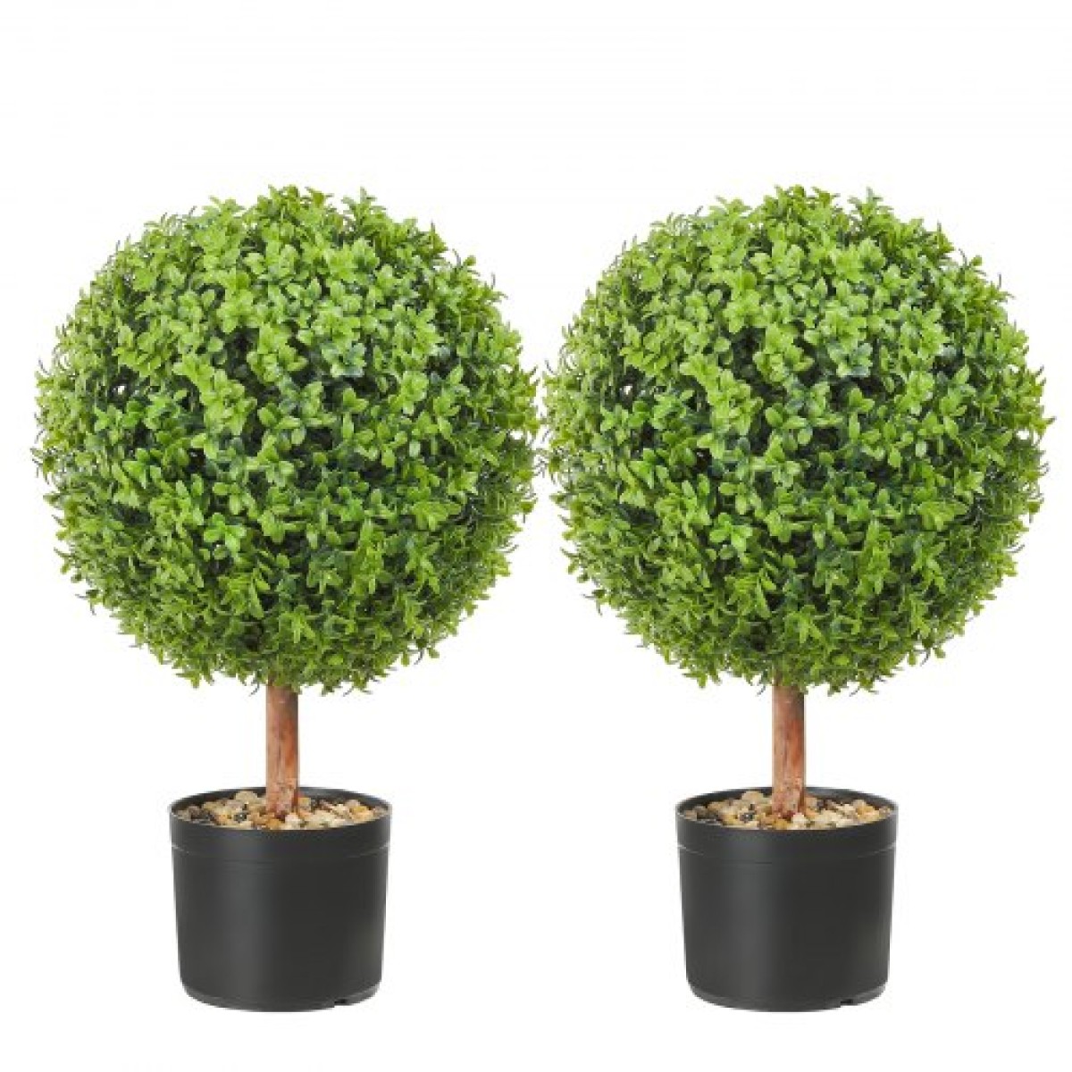 VEVOR Artificial Topiaries Πυξάρι, ύψους 24 ιντσών (2 τεμάχια), Φυτό σε σχήμα μπάλας Faux Topiaries με ζαρντινιέρες, Πράσινο φυτό Feaux με Αντικαταστάσιμα φύλλα & Λιμάνι για Διακοσμητικούς εσωτερικούς/Εξωτερικούς χώρους/Κήπο