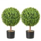 VEVOR Artificial Topiaries Πυξάρι, ύψους 24 ιντσών (2 τεμάχια), Φυτό σε σχήμα μπάλας Faux Topiaries με ζαρντινιέρες, Πράσινο φυτό Feaux με Αντικαταστάσιμα φύλλα & Λιμάνι για Διακοσμητικούς εσωτερικούς/Εξωτερικούς χώρους/Κήπο