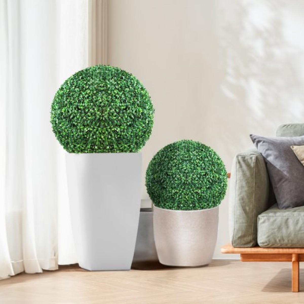 VEVOR Artificial Topiaries Πυξάρι, 50,8 cm ύψος (2 τεμάχια), Φυτό Faux Topiaries σε σχήμα μπάλας, Διακοσμητικές μπάλες πράσινων φυτών Feaux για όλο το χρόνο για αυλή, μπαλκόνι, κήπο, γάμο και διακόσμηση σπιτιού