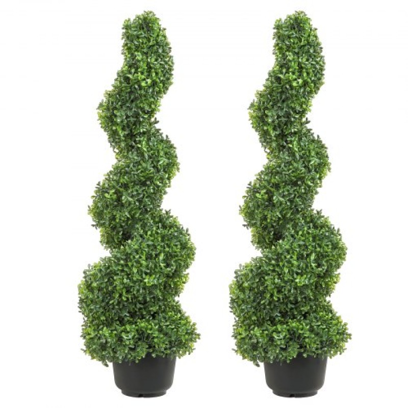 VEVOR Artificial Topiaries Πυξάρι, 121,9 cm ύψος (2 τεμάχια) Faux Topiary Plant Outdoor, All-year Green Feaux Plant με Αντικαταστάσιμα φύλλα για Διακοσμητικά Εσωτερικά/Εξωτερικά/Κήπου
