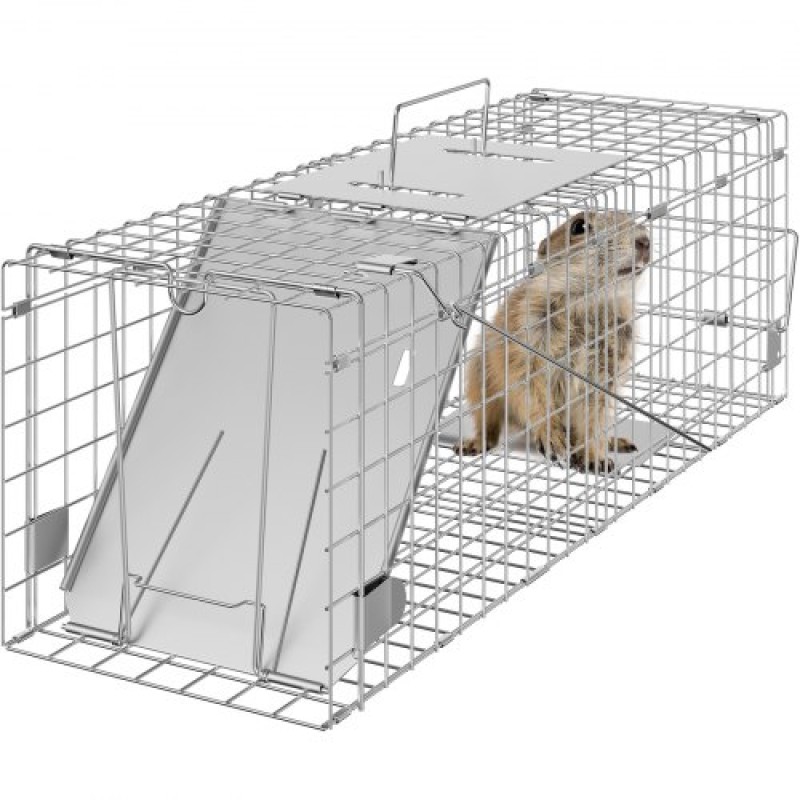 VEVOR Live Animal Cage Trap, 61 x 20,3 x 20,3 cm Humane Cat Trap Γαλβανισμένο Σίδερο, Πτυσσόμενη Παγίδα Ζώων με Λαβή για κουνέλια, αδέσποτες γάτες, σκίουρους, ρακούν, αγριόχοιρους και οπόσουμ