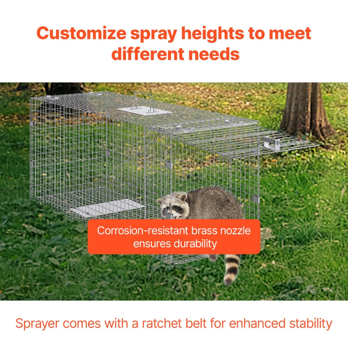 VEVOR Live Animal Cage Trap 106,7 x 40,6 x 45,7 cm Humane Cat Trap Cats Squirrels Mouse
