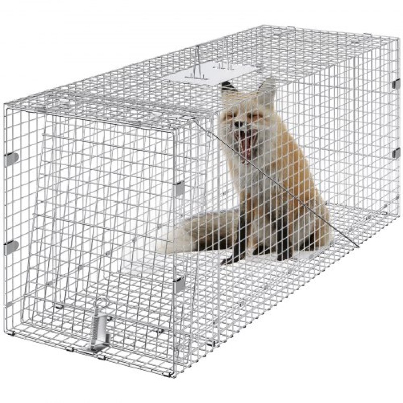 VEVOR Live Animal Cage Trap 106,7 x 40,6 x 45,7 cm Humane Cat Trap Cats Squirrels Mouse