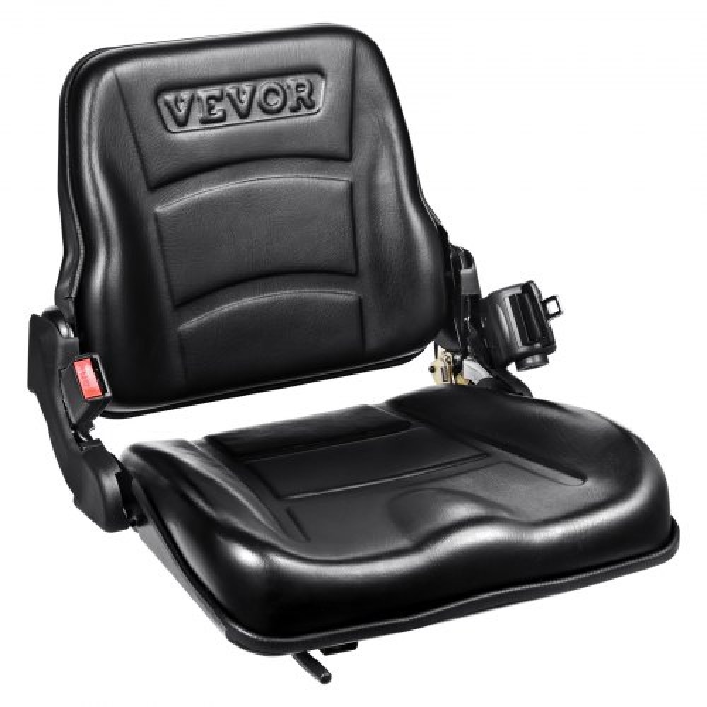 VEVOR Universal Forklift Seat, Fold Down Tractor Seat with Adjustable Angle Back, Micro Switch and Retractable Seatbelt, 6.3-13.4 inch Slot Forklift Seat for Tractor Loader Excavator