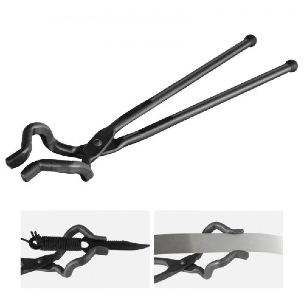 VEVOR Blacksmith Tongs, 18” Z V-Bit Tongs, Carbon Steel Forge Tongs with A3 Steel Rivets, for Knife Blades, Long Pieces, Circular Forgings, for Beginner and Seasoned Blacksmiths and Bladesmiths