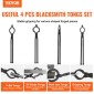 Λαβίδες VEVOR Blacksmith, 45,7 cm 4 ΤΕΜ., λαβίδες V-Bit Bolt, Wolf Jaw Tongs, Z V-Bit Tongs and Gripping Tongs, Carbon Steel Forge Tongs με ατσάλινα πριτσίνια, για αρχάριους και έμπειρους σιδηρουργούς, λεπίδες