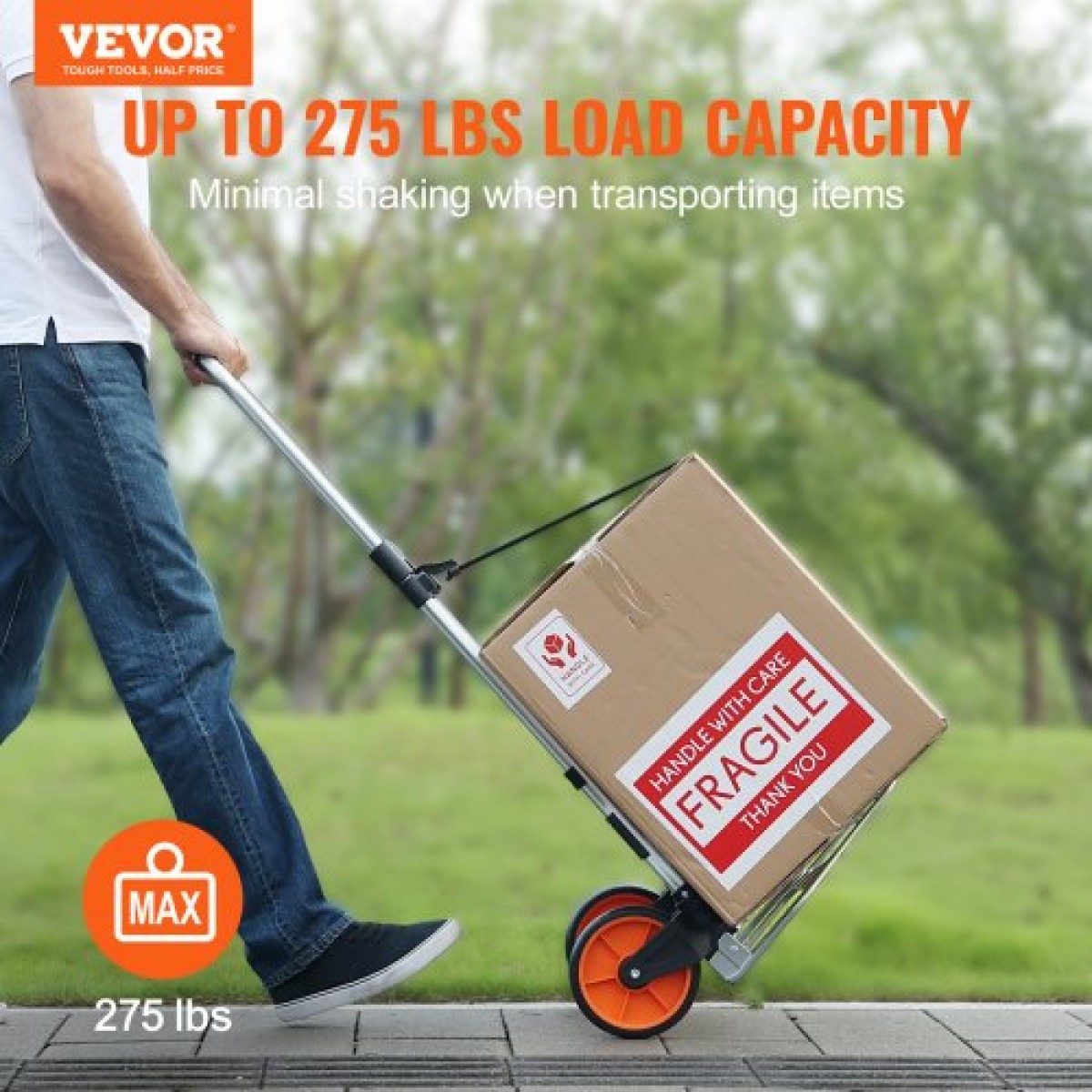 Πτυσσόμενο χειροκίνητο VEVOR, χωρητικότητα 124,7 kg, φορητό καρότσι αλουμινίου, μετατρέψιμο φορτηγό χειρός και κουκλίτσα με τηλεσκοπική λαβή και τροχούς PP+TPR, εξαιρετικά ελαφρύ, εξαιρετικά ισχυρό για μετακίνηση αποθήκης