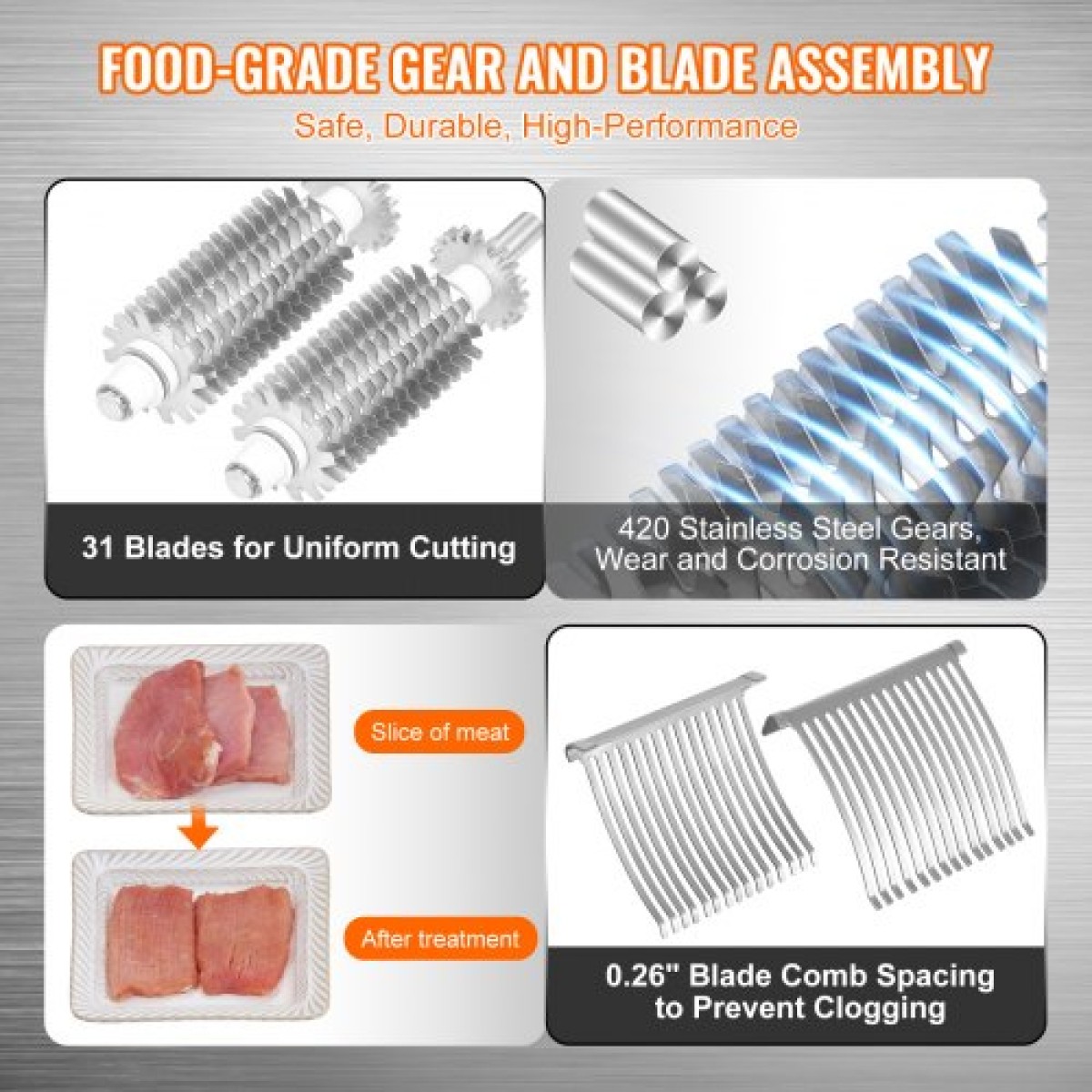 VEVOR Commercial Meat Tenderizer, Heavy Duty Inox Inox Steel Meat Tenderizer Machine, Quick and Easy Manual Operation Kitchen Tool, Θύρα τροφοδοσίας 14,7 cm για βόειο κρέας, γαλοπούλα, κοτόπουλο, χοιρινό, μπριζόλα και ψάρι