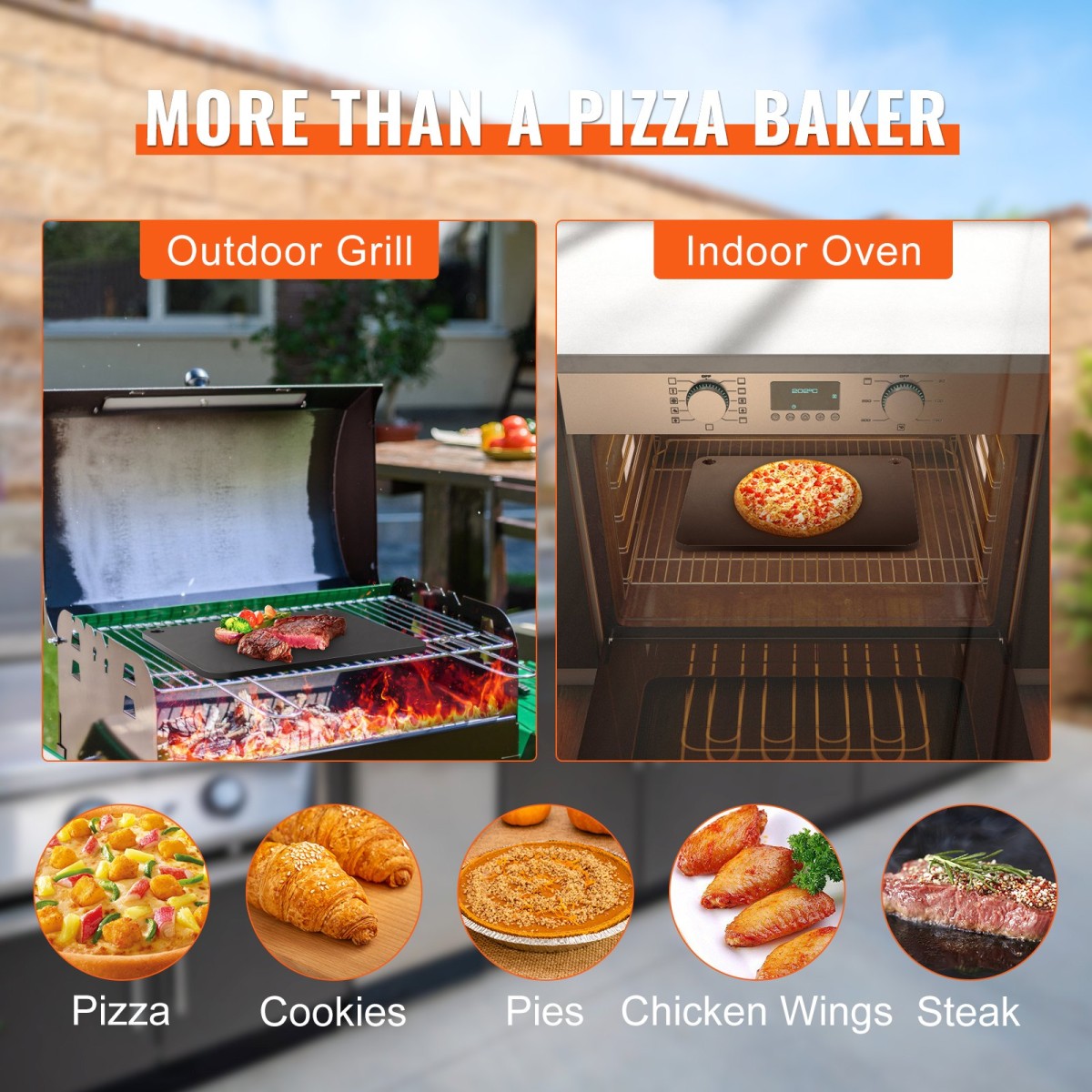 VEVOR Pizza Steel, 40,6 x 36,8 x 1 cm Πιάτο Pizza Pizza για φούρνο, Πέτρα ψησίματος για πίτσα από ανθρακοχάλυβα με 20 φορές υψηλότερη αγωγιμότητα, βαρέως τύπου ταψί πίτσας για εξωτερική σχάρα, εσωτερικός φούρνος