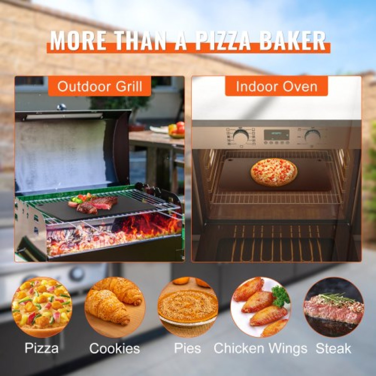 VEVOR Pizza Steel, 20" x 14" x 3/8" Ατσάλινο πιάτο πίτσας για φούρνο, πέτρα ψησίματος πίτσας από ανθρακούχο χάλυβα με 20 φορές υψηλότερη αγωγιμότητα, βαρέως τύπου τηγάνι πίτσας ανθεκτικό στη σκουριά για εξωτερική σχάρα, εσωτερικός φούρνος