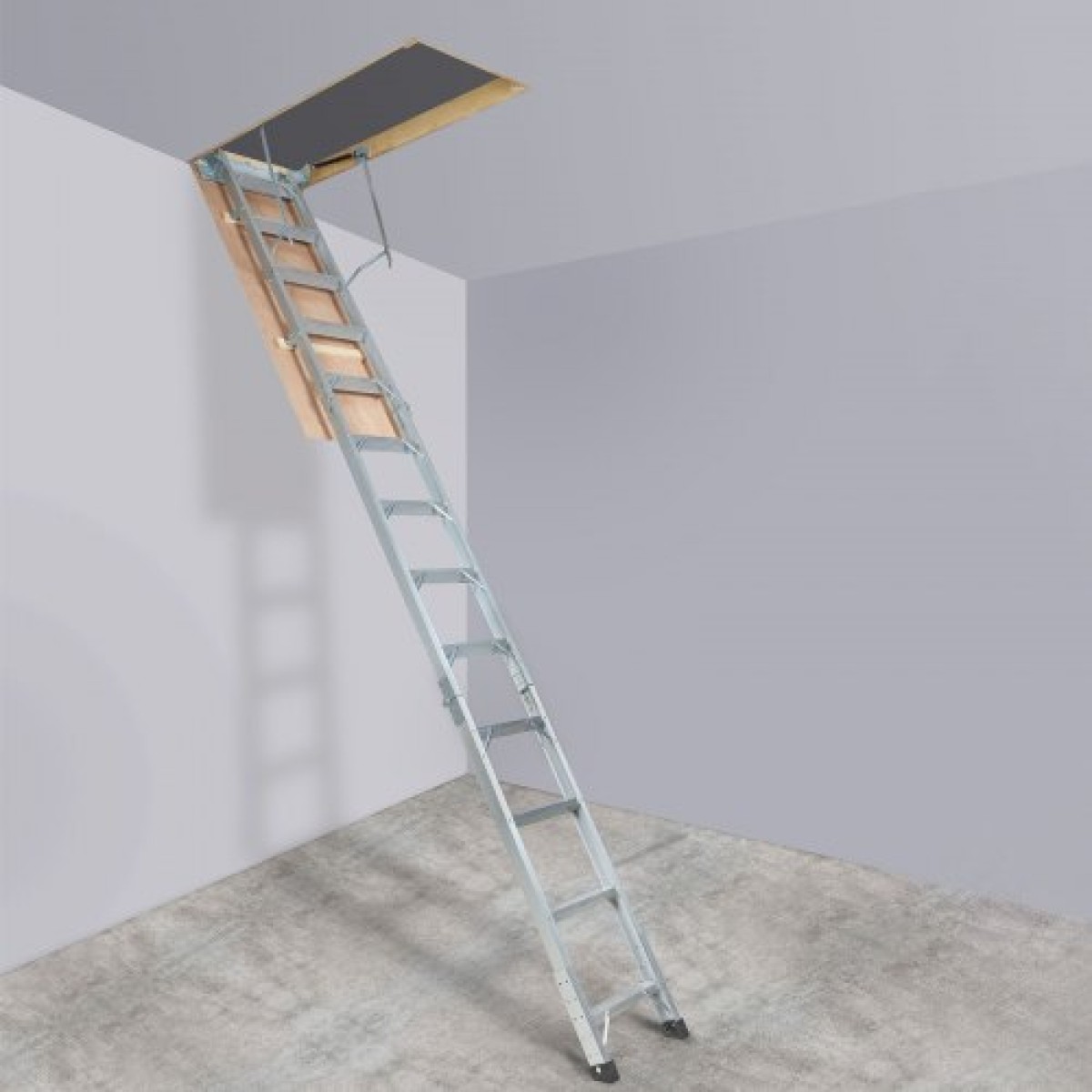 VEVOR Attic Ladder Πτυσσόμενη, χωρητικότητα 158,8 kg, 57,15 cm x 160 cm, προέκταση αλουμινίου πολλαπλών χρήσεων, ελαφριά και φορητή, ταιριάζει σε ύψη οροφής 2,9 m-3,7 m, άνετη πρόσβαση στη σοφίτα σας Standard